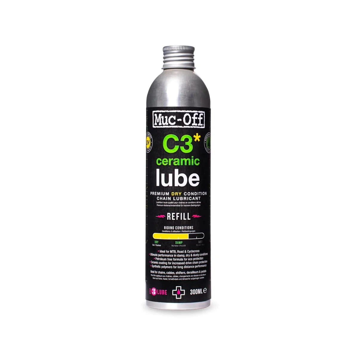 Muc-Off C3 Dry Ceramic Lube / Kettingsmeermiddel - 300 Ml 3 Muc-Off C3 Dry Ceramic Lube / Kettingsmeermiddel - 300 Ml